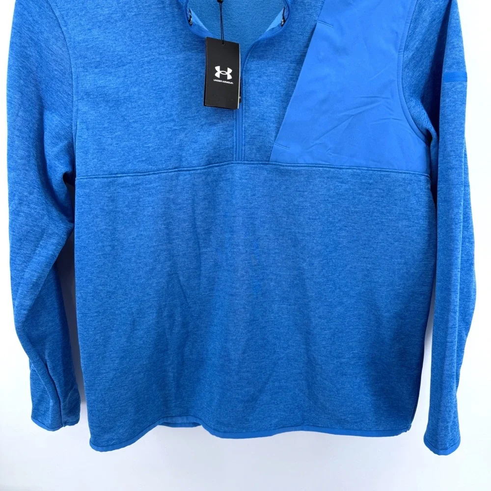 NEW Under Armour UA Drive SweaterFleece Mens 2XL Pullover Blue Heathered 1/4 Zip